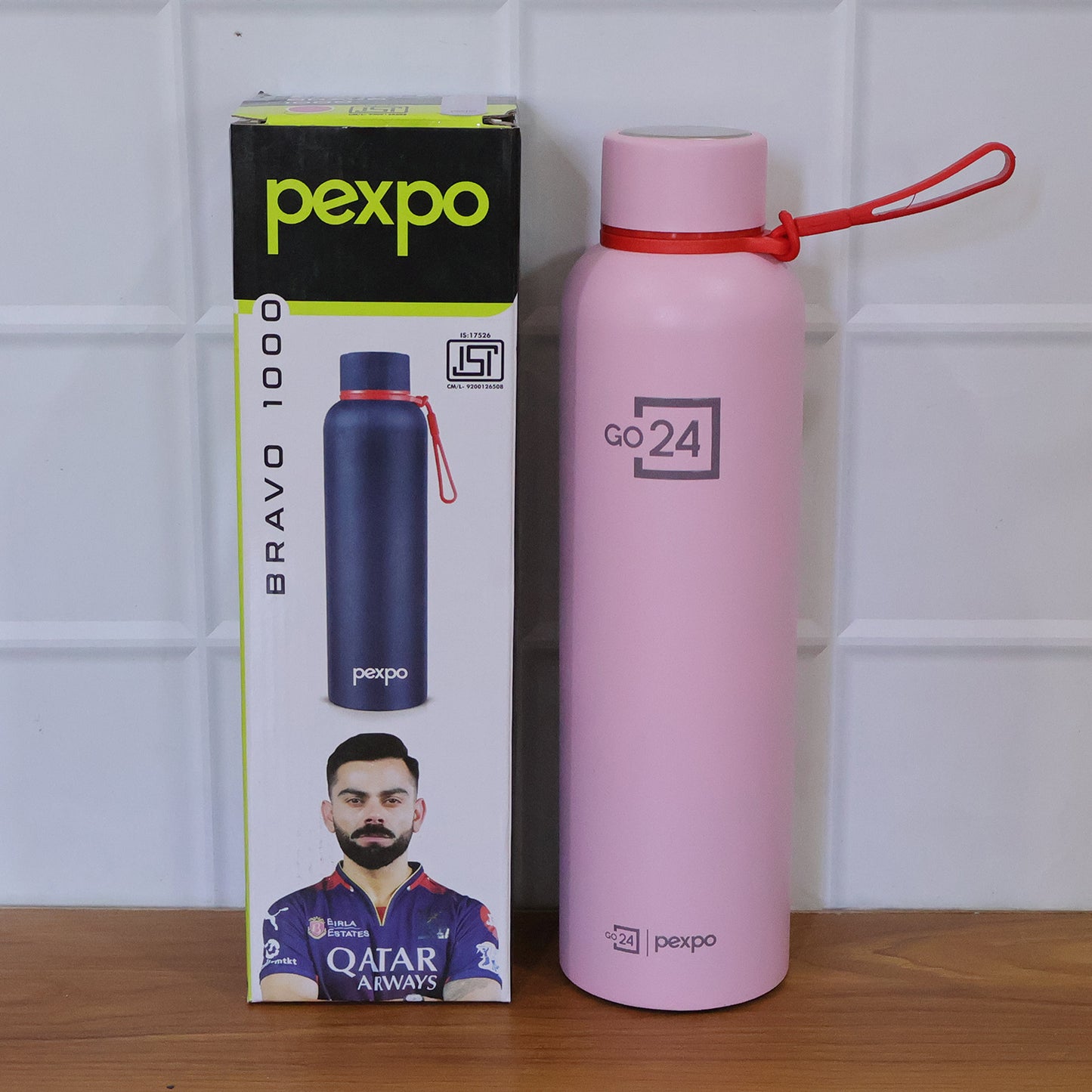 Pexpo Bravo Vacuum Insulated Hot Cold Stainless Steel Water Bottle 1000 Ml