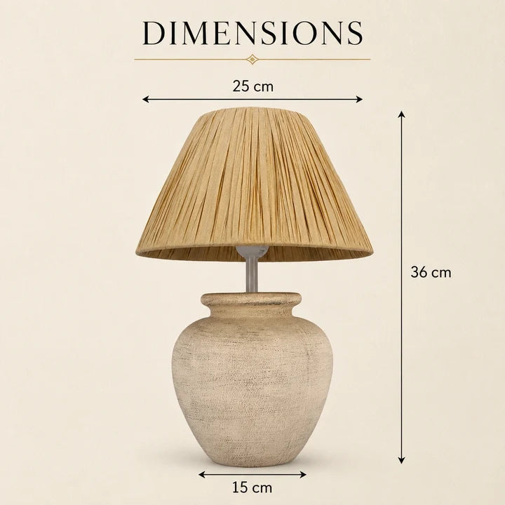Rustic Ceramic Table Lamp with Handcrafted Pleated Fabric Shade