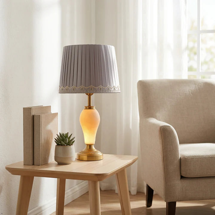 Neoclassical Table Lamp with Marble Base