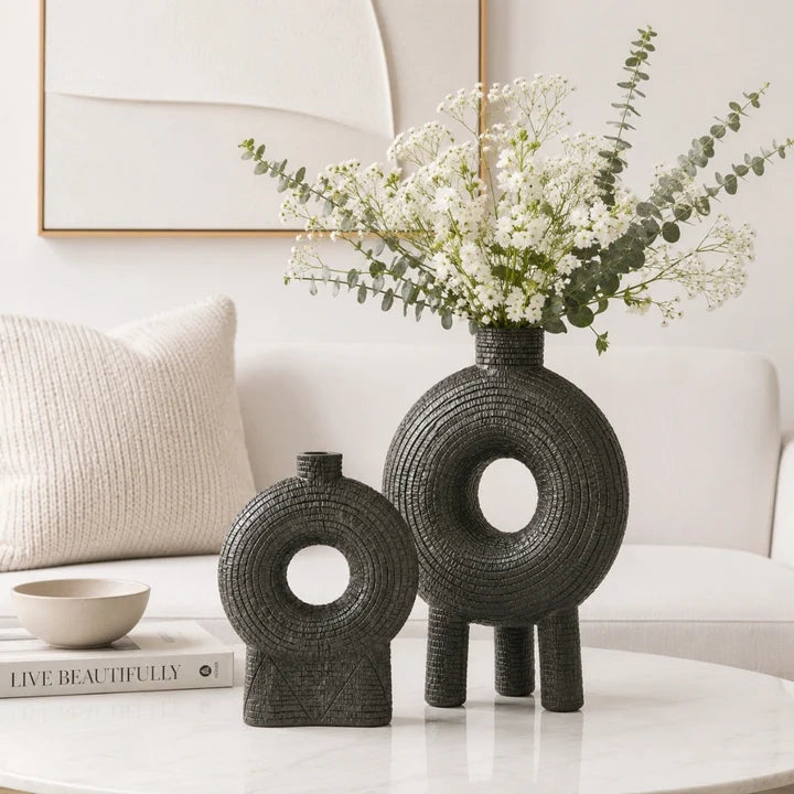 Sculptural Ring Vase Set – Modern Artistic Decor
