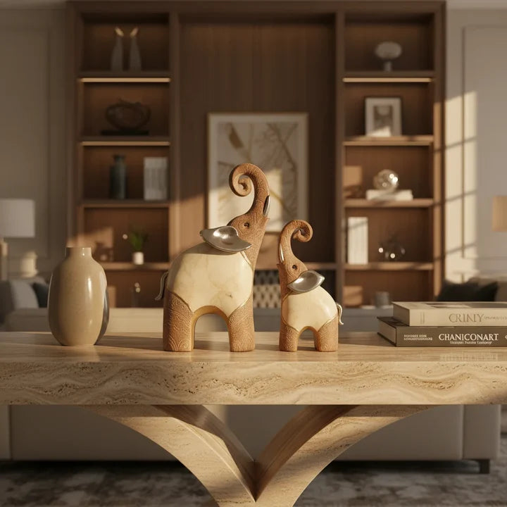 Ivory Majesty Elephant Decor Showpiece Set