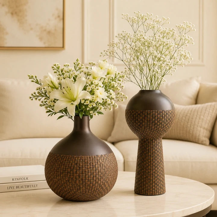 Elare Textured Polyresin Decorative Vase