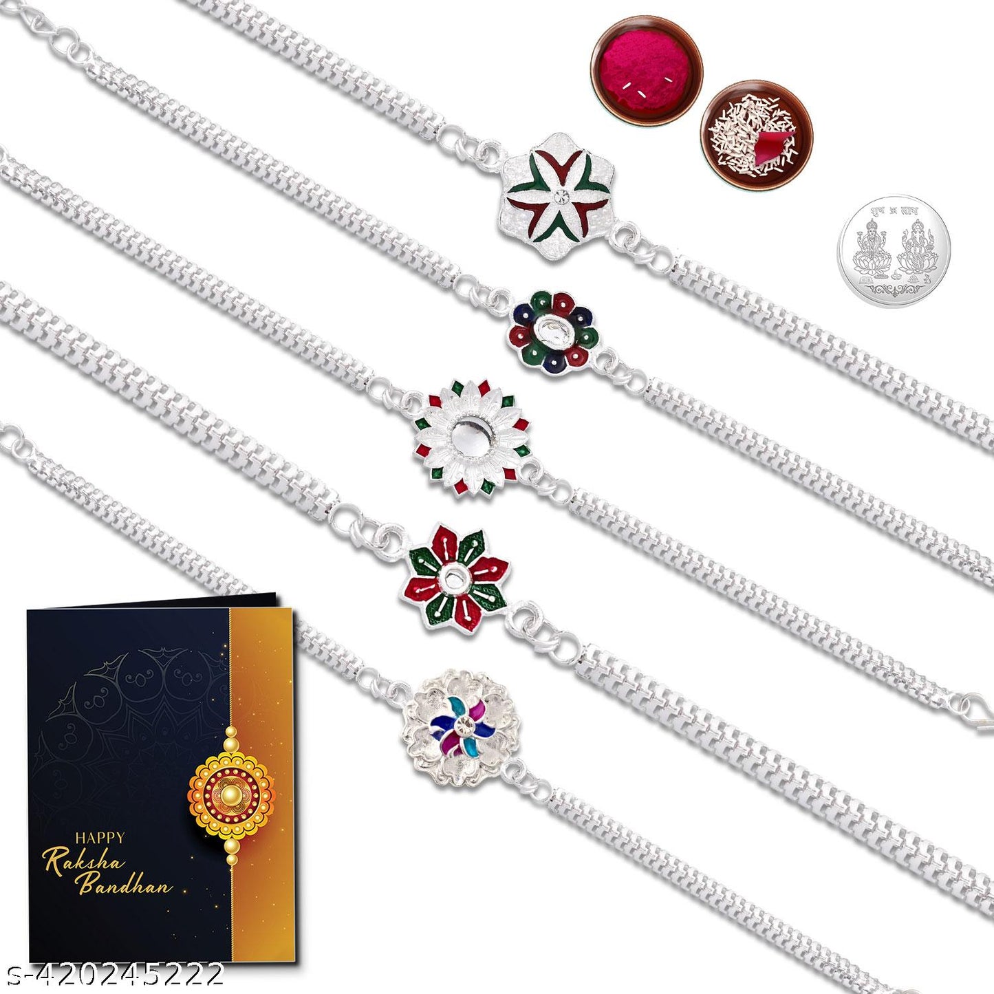 Rakhi Combo With Coin Roli Chawal Card Chocolate