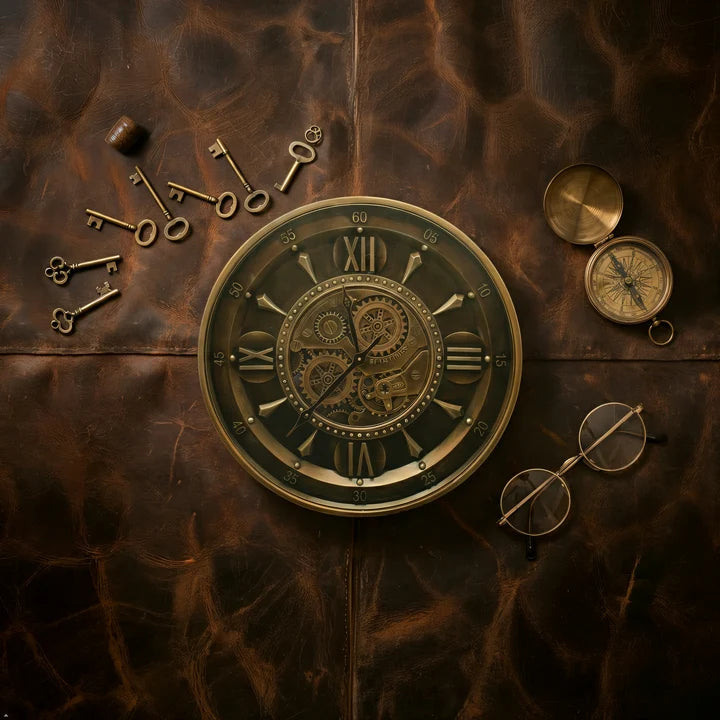 Moving Gear Metal Wall Clock