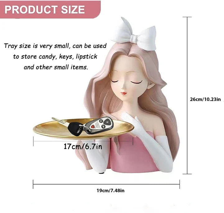 Decorative Girl Tray Showpiece Tabletop Organizer