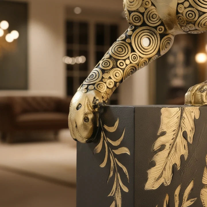 Golden Resin Panther Showpiece