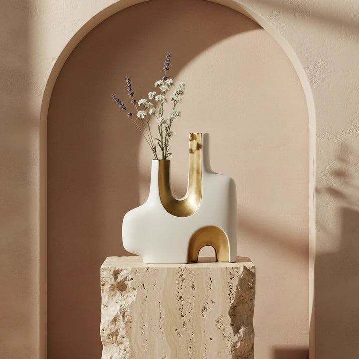 Dual Stem Ceramic Vase