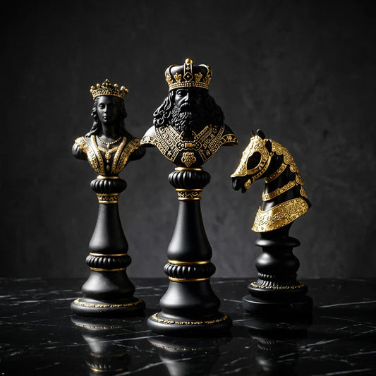 Luxury Chess Bust Sculpture Set Tabletop Organizer