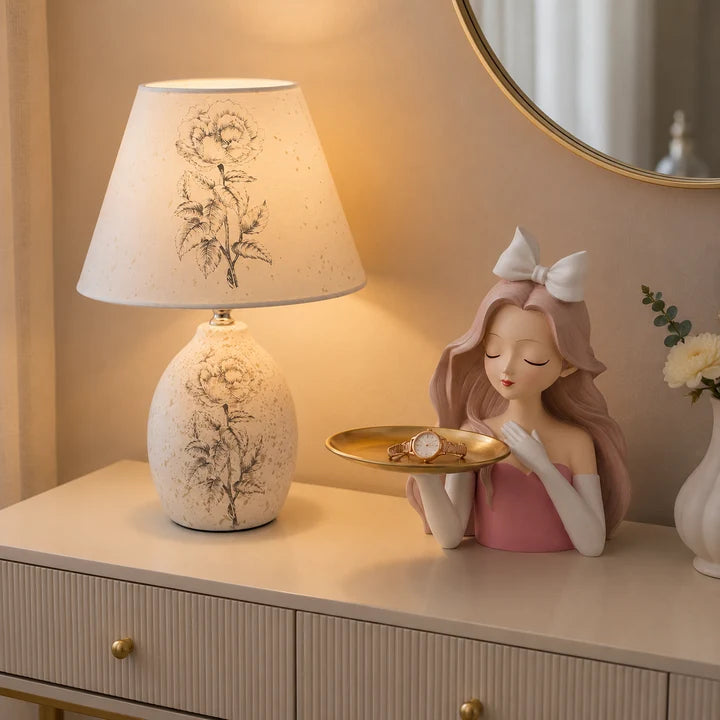 Floral Table Lamp + Jewelry Tray Holder