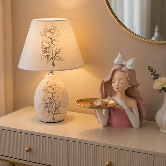 Floral Table Lamp + Jewelry Tray Holder