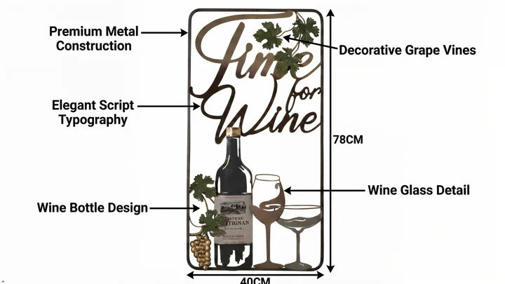 "Time for Wine" Metal Wall Art Décor