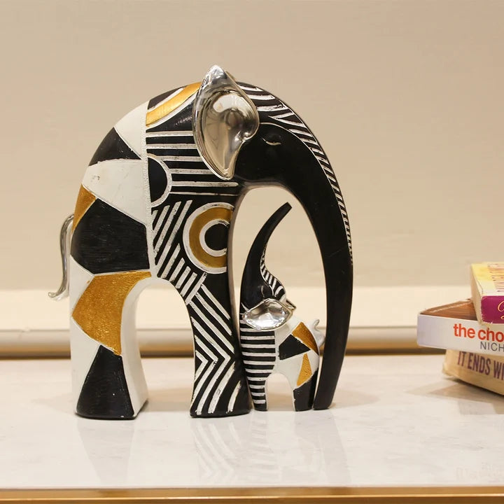 Regal Aura Geometric Elephant Decor Showpiece Set