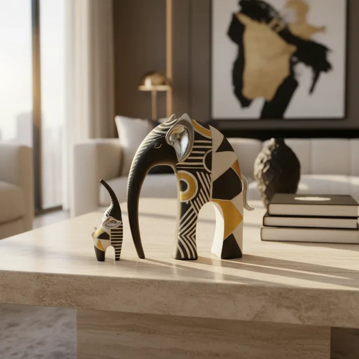 Regal Aura Geometric Elephant Decor Showpiece Set