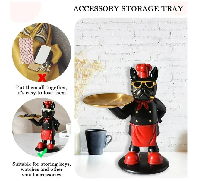 Chef Bull Dog Tray Showpiece Tabletop Organizer