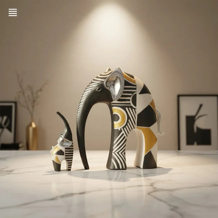 Regal Aura Geometric Elephant Decor Showpiece Set
