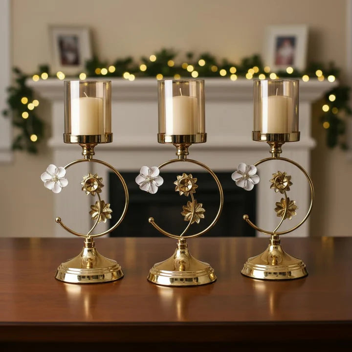 Floral Metal Tealight Stand for Home Décor