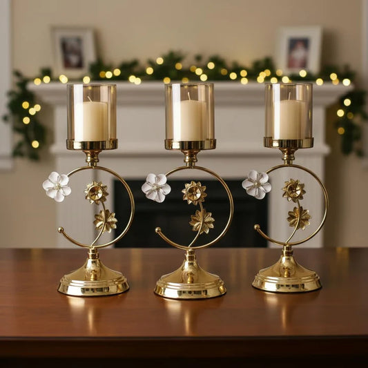 Floral Metal Tealight Stand for Home Décor