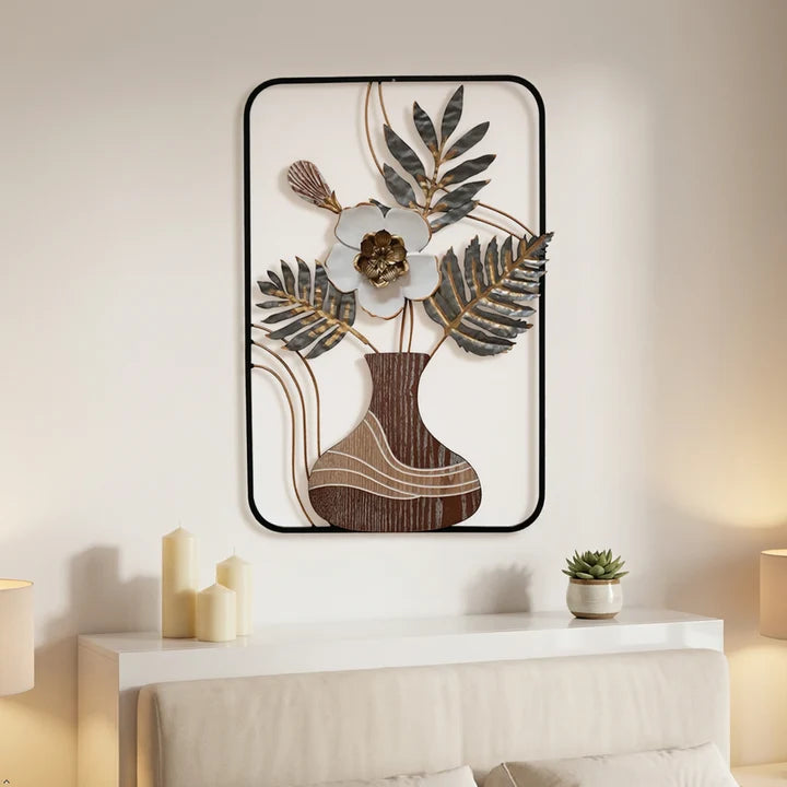 Floral Vase Metal Wall Art