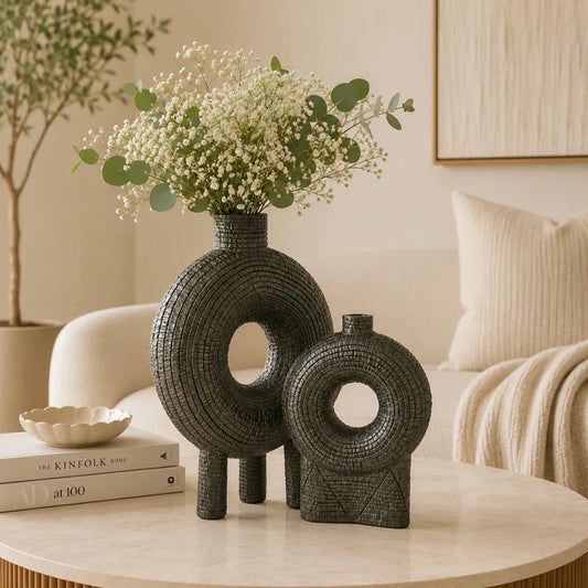 Sculptural Ring Vase Set – Modern Artistic Decor