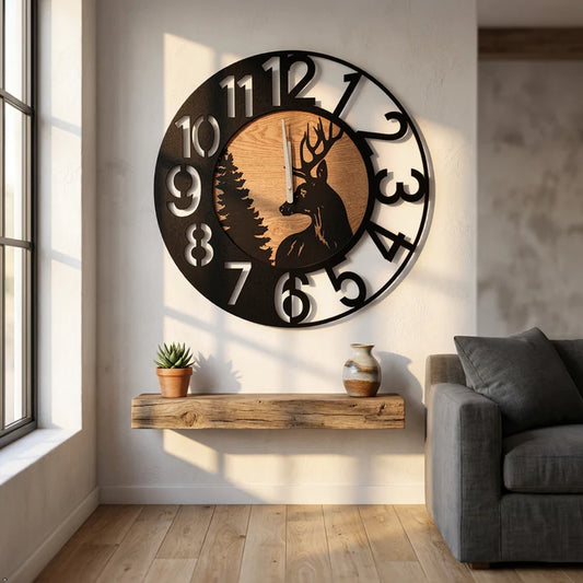 Rustic Deer Design Wall Clock