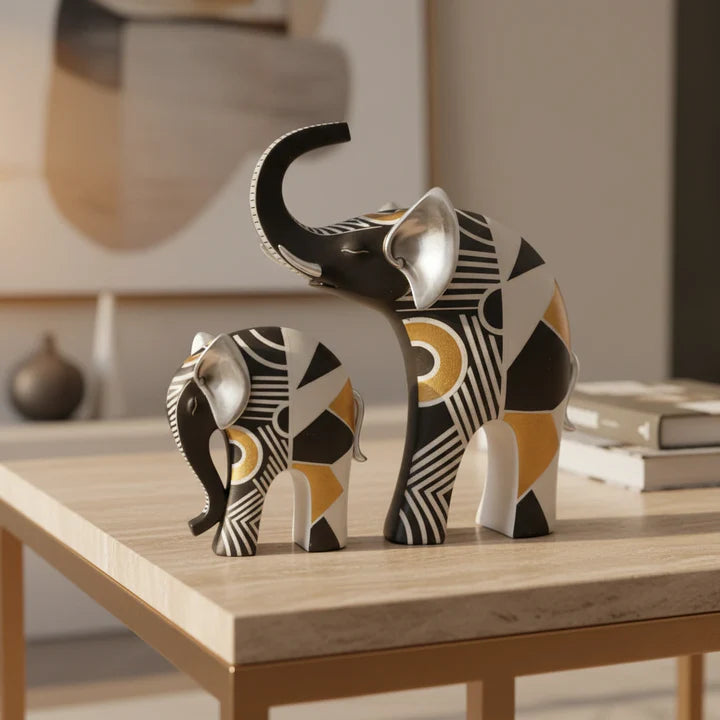 Geometric Elephant Showpiece Set