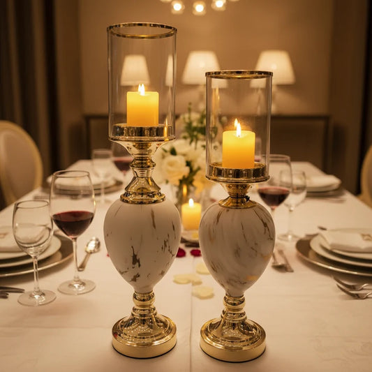 Marble Luxe Candle Holder Set