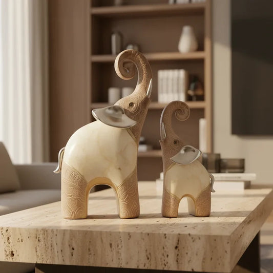 Ivory Majesty Elephant Decor Showpiece Set