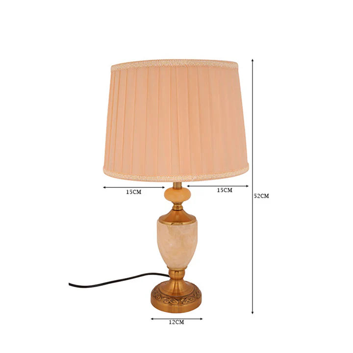 Antique Brass Table Lamp with Pleated Shade