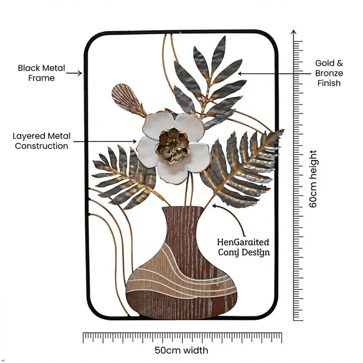 Floral Vase Metal Wall Art
