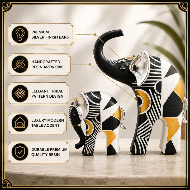 Geometric Elephant Showpiece Set