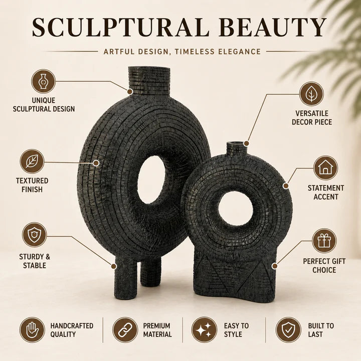 Sculptural Ring Vase Set – Modern Artistic Decor