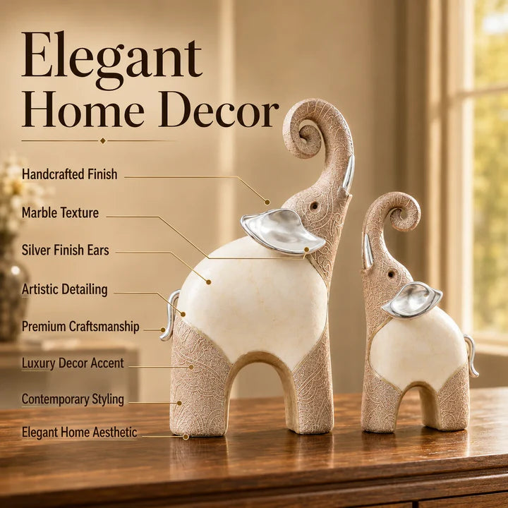 Ivory Majesty Elephant Decor Showpiece Set