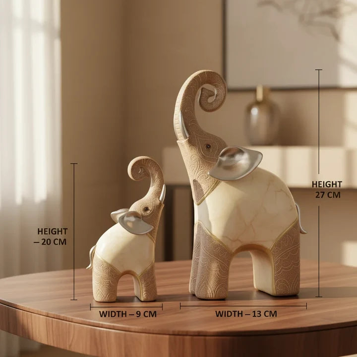 Ivory Majesty Elephant Decor Showpiece Set