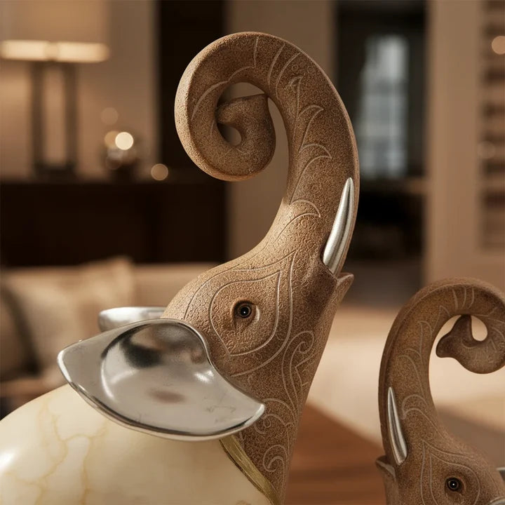 Ivory Majesty Elephant Decor Showpiece Set