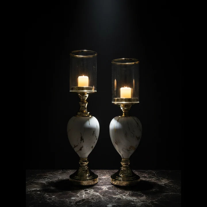 Marble Luxe Candle Holder Set
