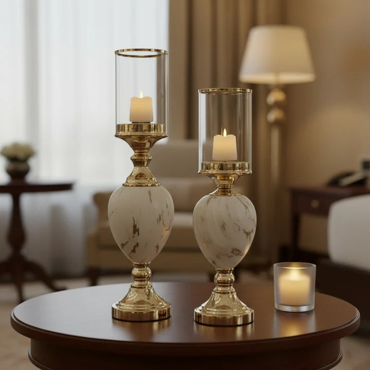 Marble Luxe Candle Holder Set