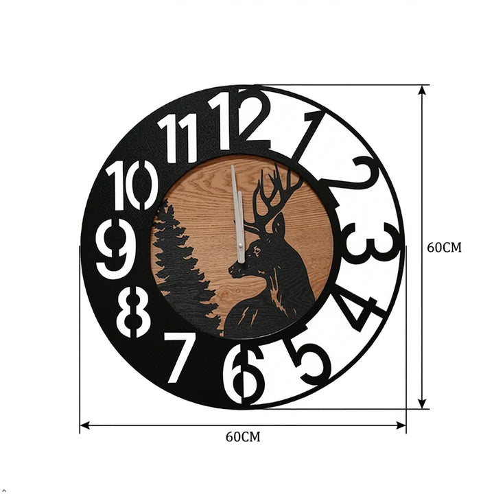 Rustic Deer Design Wall Clock