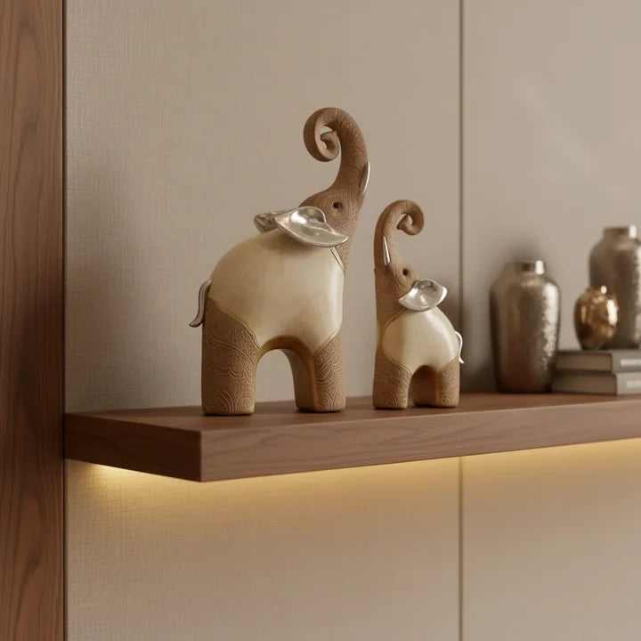 Ivory Majesty Elephant Decor Showpiece Set