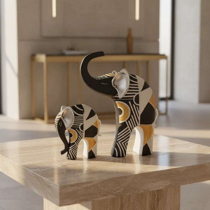 Geometric Elephant Showpiece Set