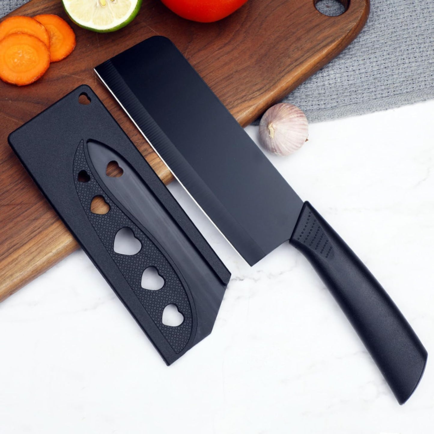 Shiny Key Professional 3pc Kitchen Knife Set (Black)