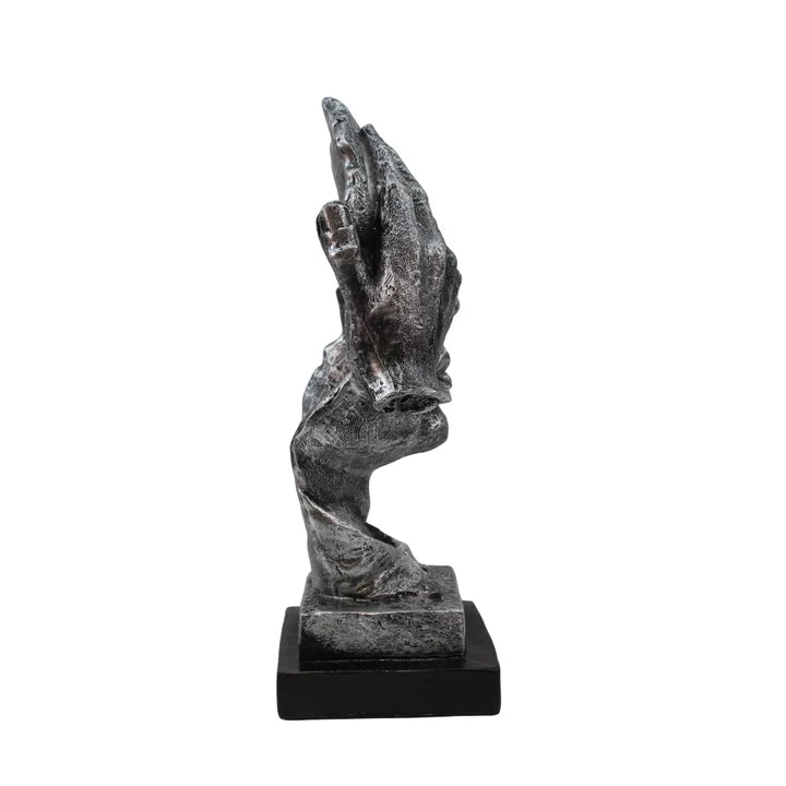 Modern Silver Polyresin Human Face Statue Tabletop Organizer