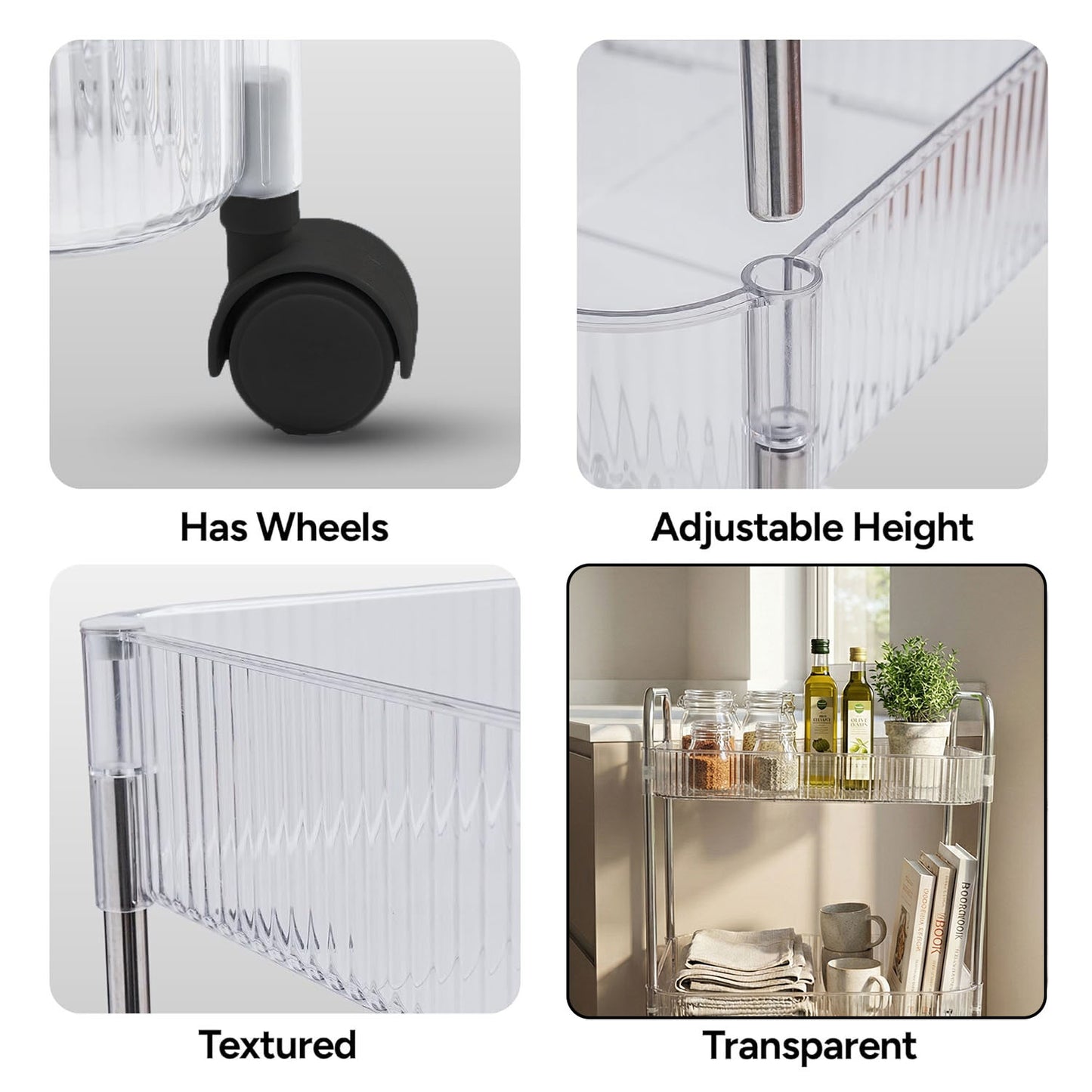3 Layer Multipurpose Storage Trolley With Wheels