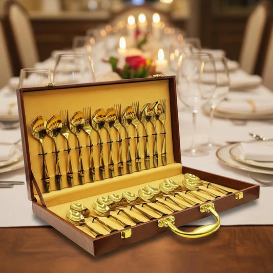 Golden Stainless Steel Cutlery Set 24