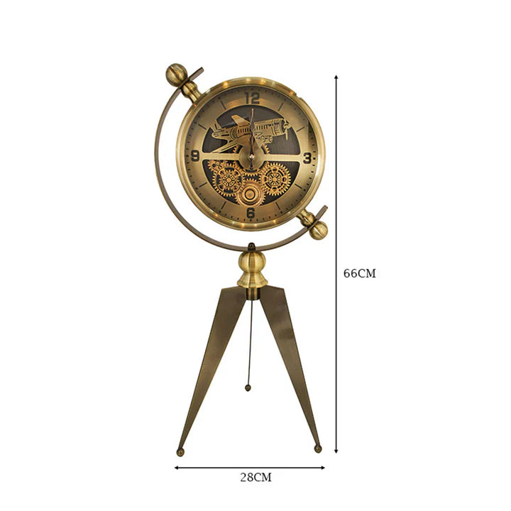 Vintage Aviator Gear Tripod Table Clock