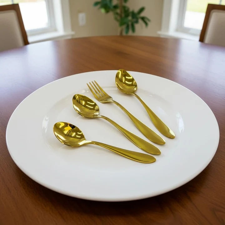 Golden Stainless Steel Cutlery Set 24
