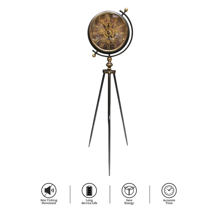 Industrial Tripod Floor Clock