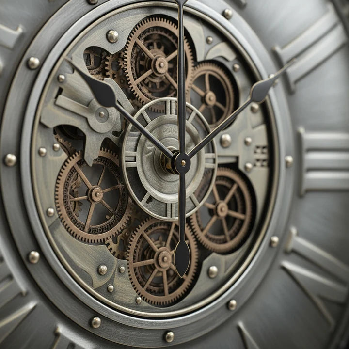 Industrial Roman Gear Wall Clock