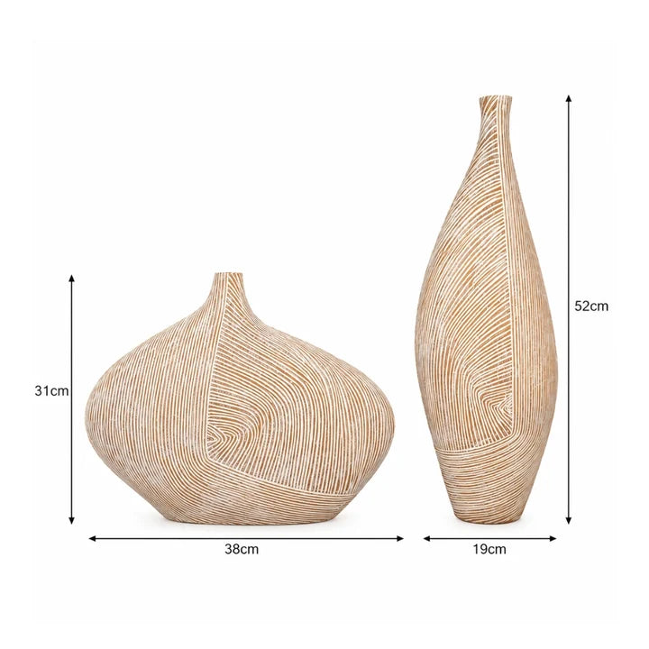 Modern Textured Ceramic Vase Set of 2