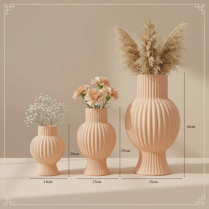 Sorelle Ribbed Ceramic Vase Collection