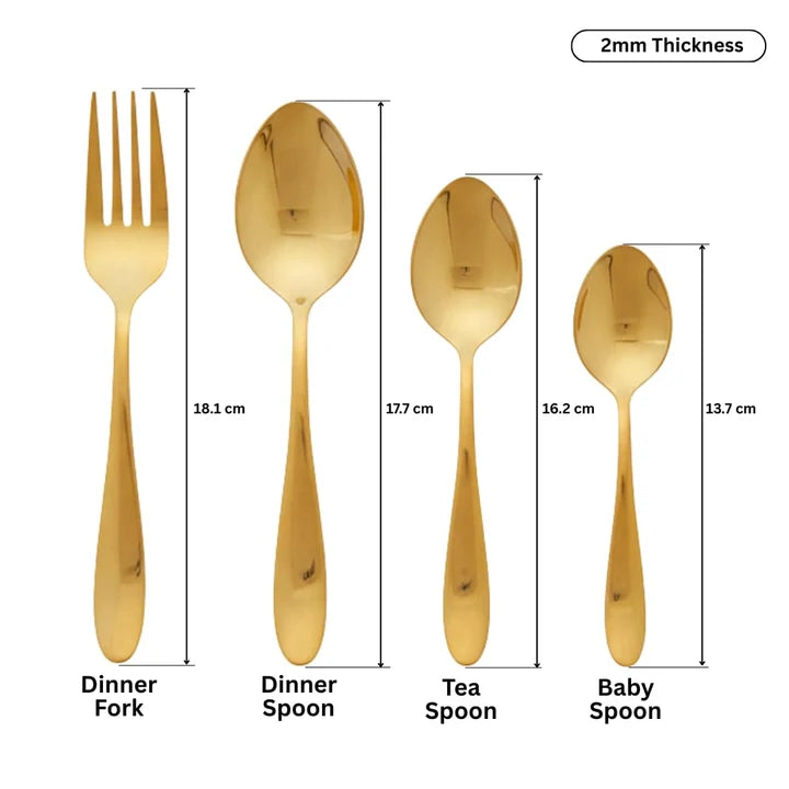 Golden Stainless Steel Cutlery Set 24